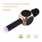 4-Hour Portable Handheld Karaoke Microphone with LED Lights | Wireless Karaoke Player for Home Parties, KTV, and Personal Singing