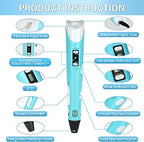 3D Pen Upgrade | Intelligent Printing Pen with LCD Screen & 12 PLA Colors for Creative Fun