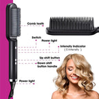 Multifunctional Hair Straightener Brush | Heating Curler, Straightener & Styler Comb for Hair & Beard | Fast Heating Straightening Iron
