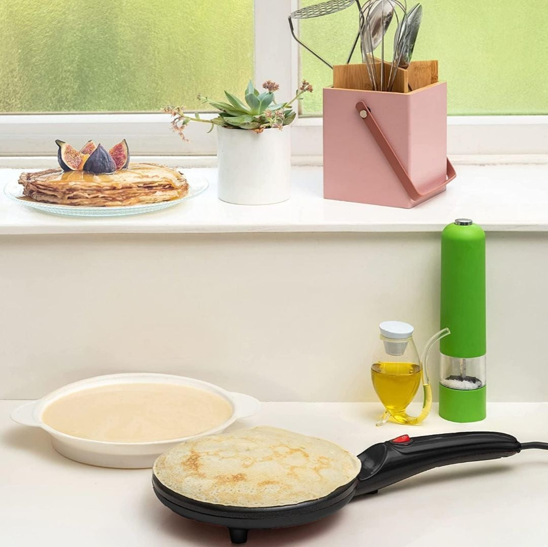 Electric Pancake & Crepe Maker with Auto Power-Off | Non-Stick Hot Plate Cooktop with Automatic Temperature Control