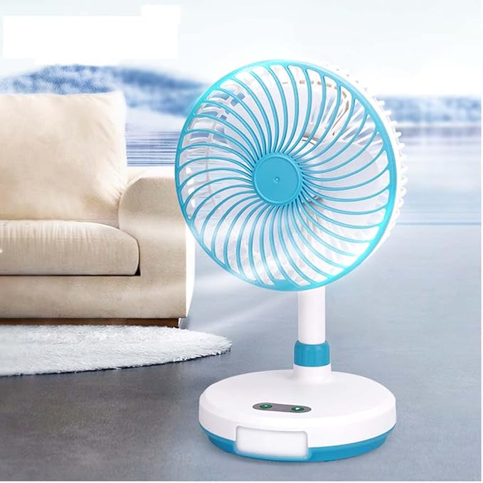 USB Rechargeable Table Fan with LED Lamp | Portable & Convenient