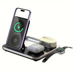 R12 Desktop Wireless Charger – 4-in-1 RGB Light Charging Station with Automatic Lifting