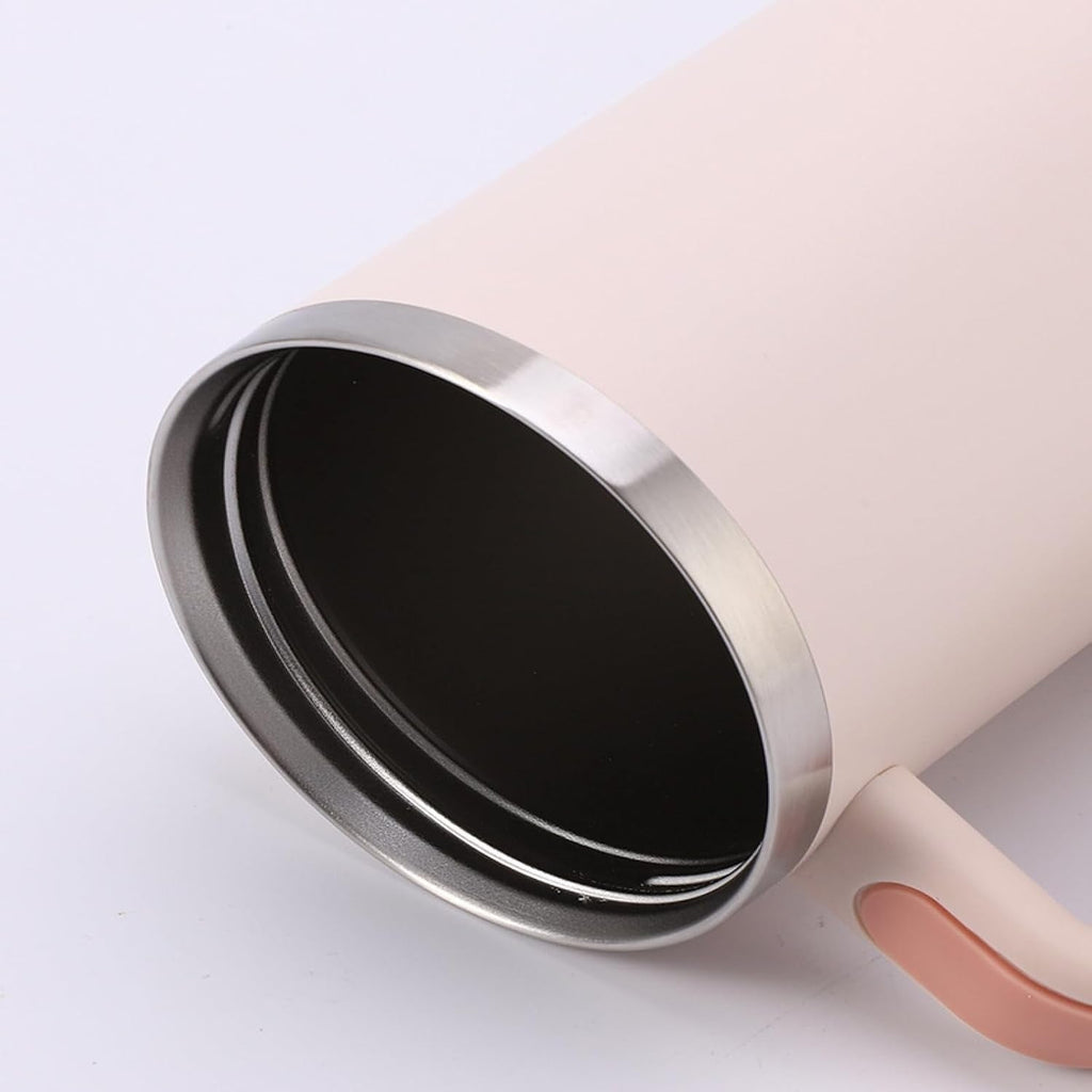 Stainless Steel Vacuum Mug with Screw Lid & Straw – Sweat-Proof, Leak-Proof Travel Flask