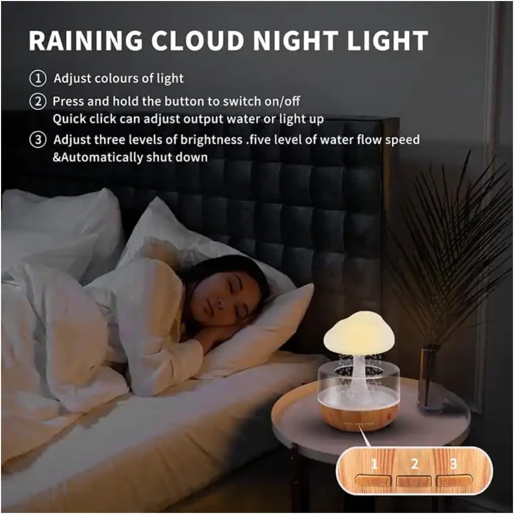 Rain Cloud Night Light Humidifier & Essential Oil Diffuser | 380ML 7-Color Aromatherapy Diffuser