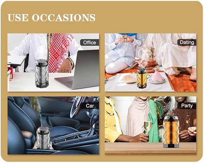 Elegant USB Rechargeable Incense Burner – Portable Oud & Bakhoor Fragrance Diffuser (Orange)