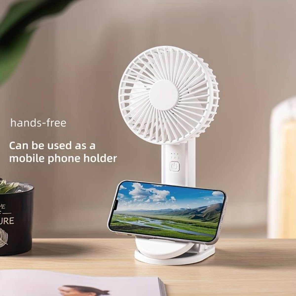 Handheld Rechargeable USB Portable Fan – Wearable Neck Air Cooler with Foldable Design for Travel and Outdoor Use