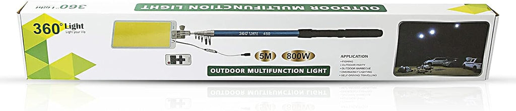 360° Multifunction Outdoor LED Light | 5M Fishing Rod Lamp with IR Remote | 3 Modes | 800W Camping Lantern