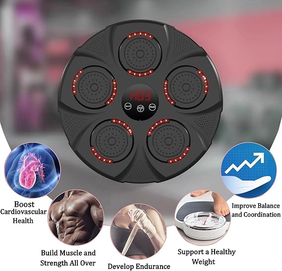 Music Boxing Machine | Smart Punching Equipment with LED Screen & Reaction Targets | Home Fitness & Fun Gift