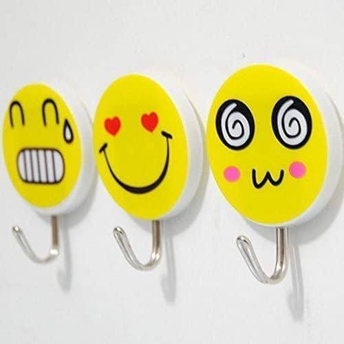 Wall Hanging Hook Set | 9-Piece Emoji Face Adhesive Hooks with Strong Poster Adhesive