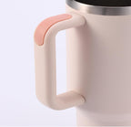 Stainless Steel Vacuum Mug with Screw Lid & Straw – Sweat-Proof, Leak-Proof Travel Flask