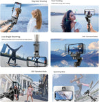 Q18 Mobile Phone Selfie Stick – Anti-Shake Gimbal Stabilizer with Built-In Fill Light, Rechargeable Battery, and Universal Smartphone Compatibility