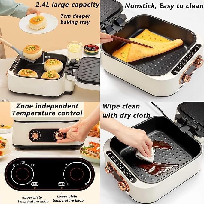 Double-Sided Heating Multifunctional Fry-Bake Machine – Non-Stick, Versatile Cooking