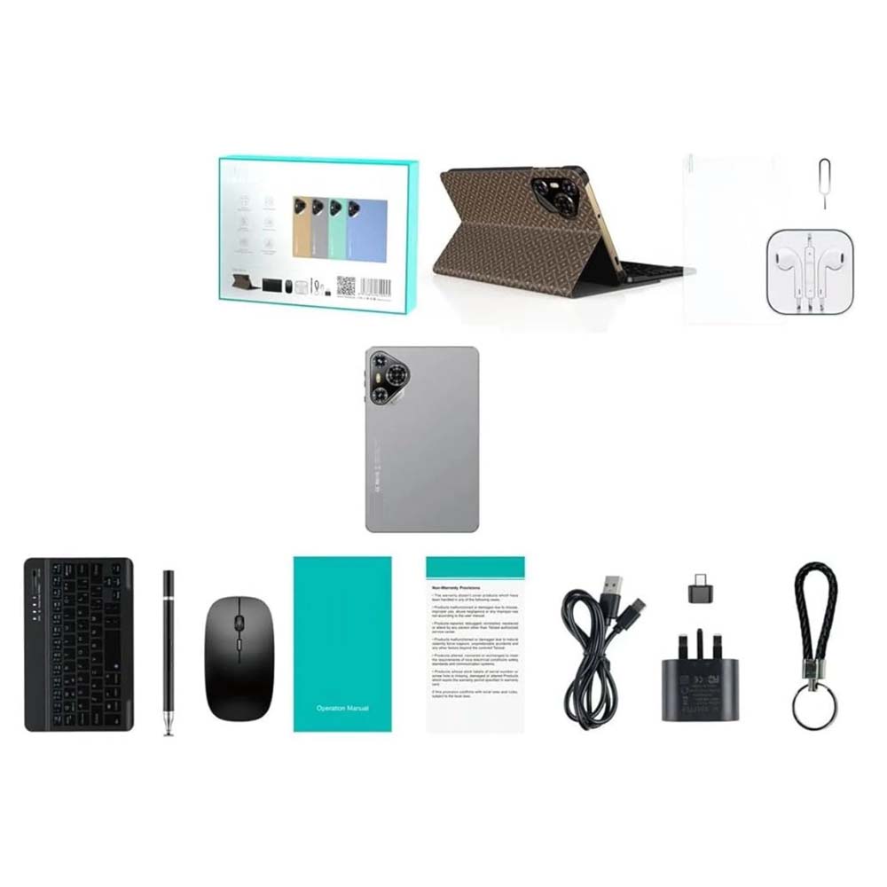 P200 11" Android 13 Tablet with 5G WiFi, Dual SIM, 8GB RAM, 512GB Storage, Keyboard, Mouse, 8000mAh Battery – Multi Colour