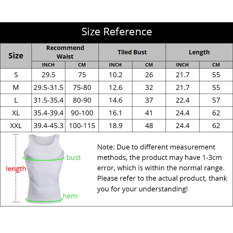 Men’s Slimming Body Shaper Compression Shirt | Abdomen Slimming Vest | Tummy Control Waist Shaper | Breathable and Comfortable | Muscle Support Shaping Tee