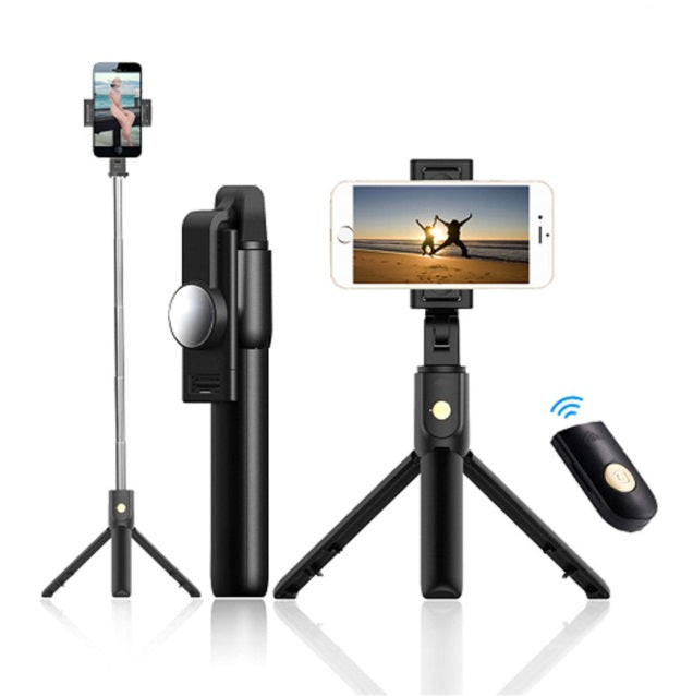 K10 Remote Tripod Mobile Universal Selfie Stick - Multifunctional Bluetooth Selfie Stick & Phone Tripod with Remote Control, Adjustable and Compact, Compatible with iPhone, Android