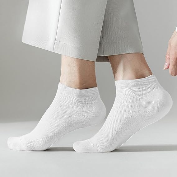 10 Pairs Men's Breathable Cotton Ankle Socks - Ultra Lightweight & Comfortable for All Seasons