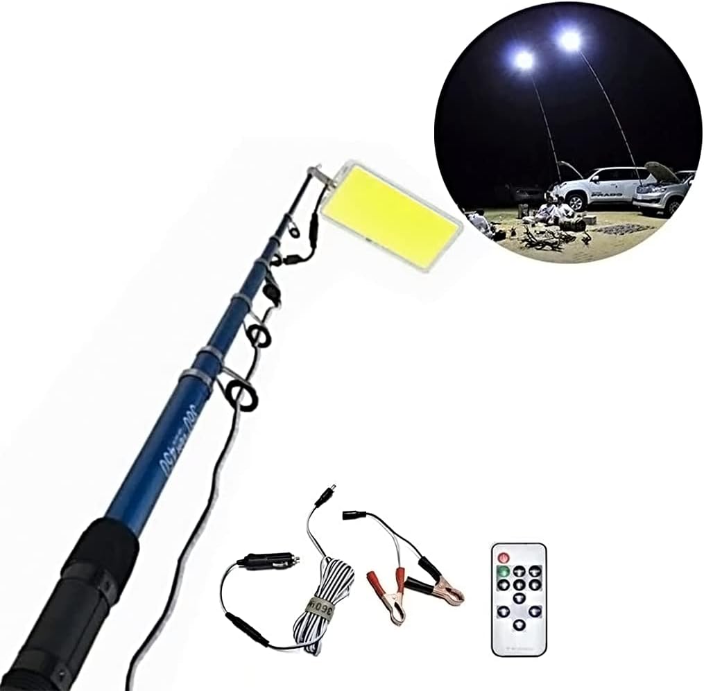 360° Multifunction Outdoor LED Light | 5M Fishing Rod Lamp with IR Remote | 3 Modes | 800W Camping Lantern