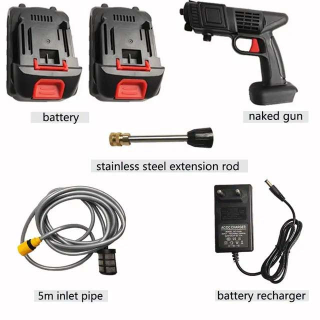 Heavy Duty Cordless Portable Battery Washer | High-Pressure Washer for Solar Panels, AC Units, Vehicles & Outdoor Equipment | Foam Kettle & Accessories Included