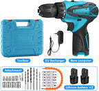 Cordless Drill Driver Set | Brushless Motor Screwdriver | 2 Lithium Batteries & Carry Box | Variable Speed Electric Drill for DIY, Home, and Professional Use