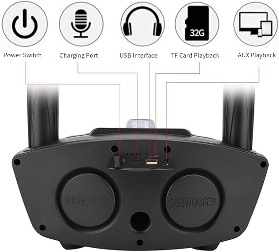 Wireless Bluetooth Speaker with Dual Microphone Set | Portable Karaoke System for Home, Parties & Events