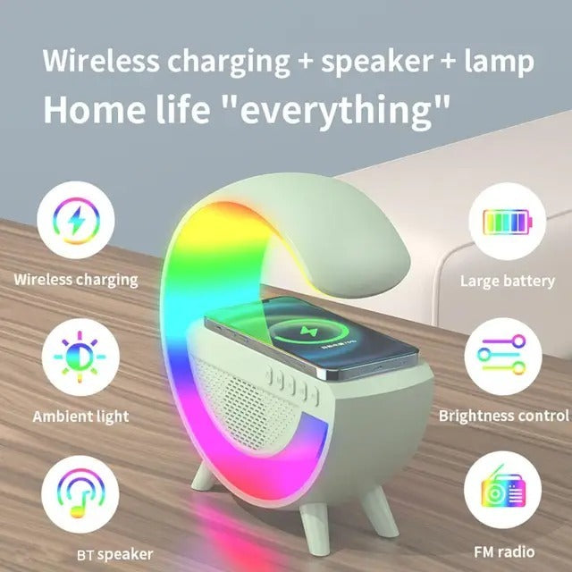 3-in-1 Night LED Desk Lamp | Bluetooth Speaker & 15W Wireless Charger | Multi-Functional Smart Lamp