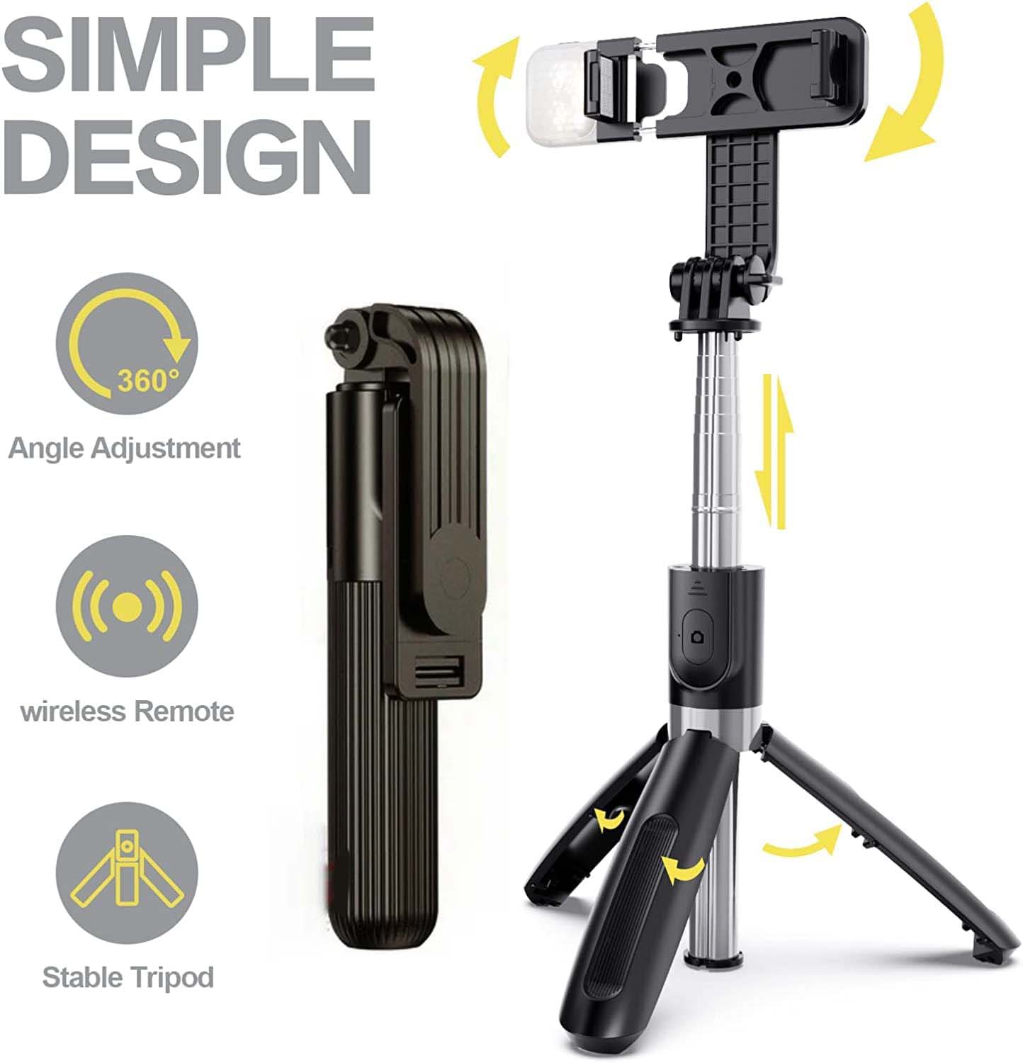 Bluetooth Selfie Stick Tripod D-10 | 360° Rotating Mini Live Broadcast Tripod | Stable Support for Live Streams, Virtual Meetings & Video Calls
