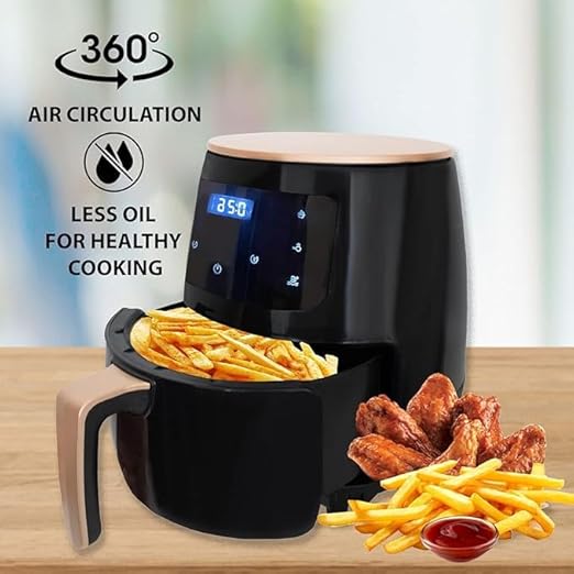 6L Multifunctional Digital Touch Air Fryer – 2400W Sleek Black Design for Healthier Cooking