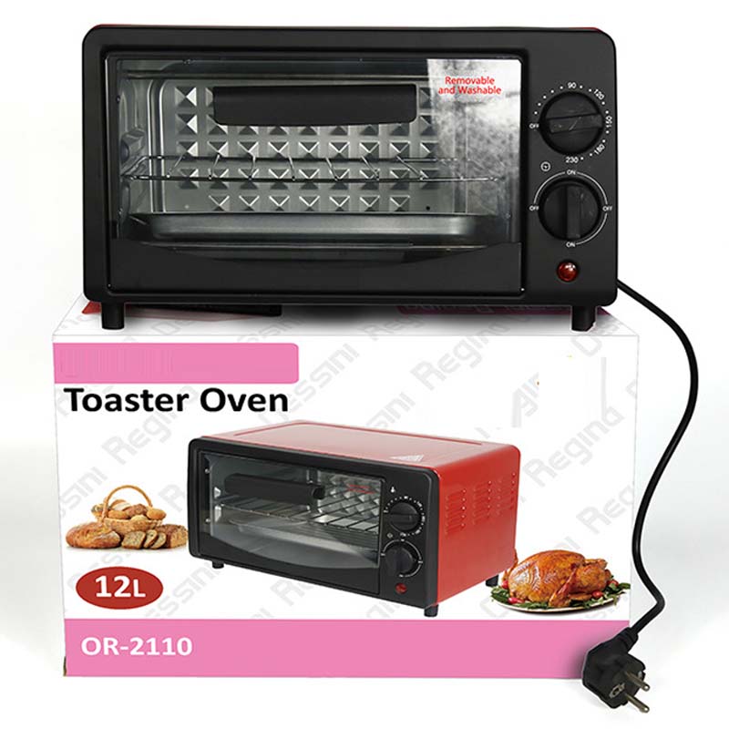 Multi-Function Electric Oven | 12L Mini Air Fryer Chicken Oven | Portable Tabletop Baking Oven with Bakeware & Rack | Stylish Red Compact Cake Oven