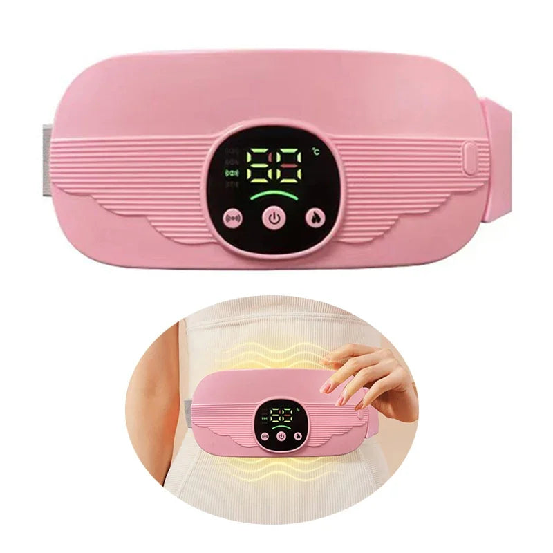 Smart Menstrual Heating Pad | 4-Gear Constant Temperature Abdominal Massager with Vibration | Warm Palace Belt for Period Cramps & Pain Relief – Pink Colour