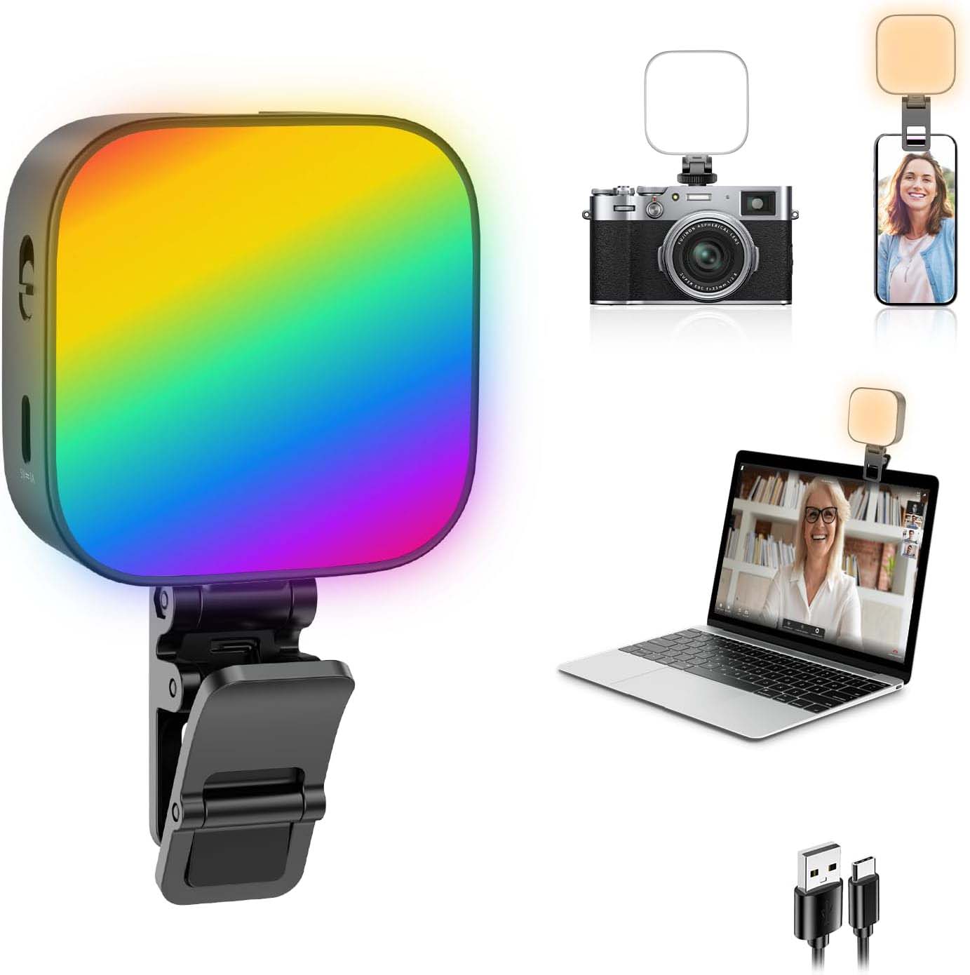U80 Pro RGB LED Photography Light – 3000K-99000K Adjustable Color Temperature, Magnetic Mount, Rechargeable Fill Light for DSLR Cameras, Smartphones, Vlogging, Video Recording & Creative Lighting