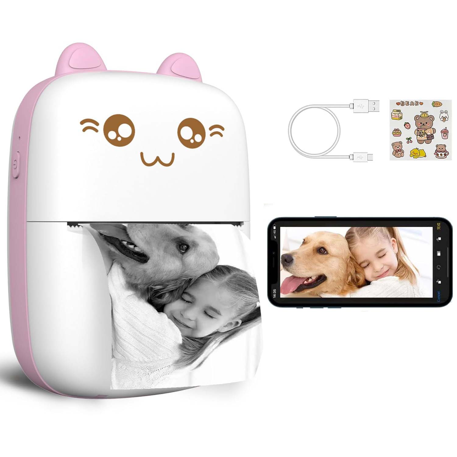 Portable Mini Sticker Printer | Inkless Bluetooth Thermal Printer for Photos, Notes & Diary | iOS/Android Compatible Pocket Printer for On-the-Go Creative Printing