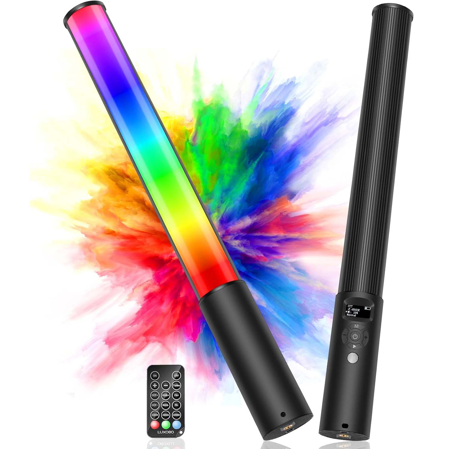 FM-128 RGB LED Light Wand – Adjustable Color & Brightness (2500K–6500K), 12 Scene Effects, Built-in Battery for Photography, Vlogging & Creative Lighting