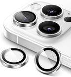 iPhone 16/17 Pro Max Camera Lens Protector 3-Pack | 9H Tempered Glass with Alloy Ring | Anti-Scratch HD Clear Cover – Silver Titanium Finish