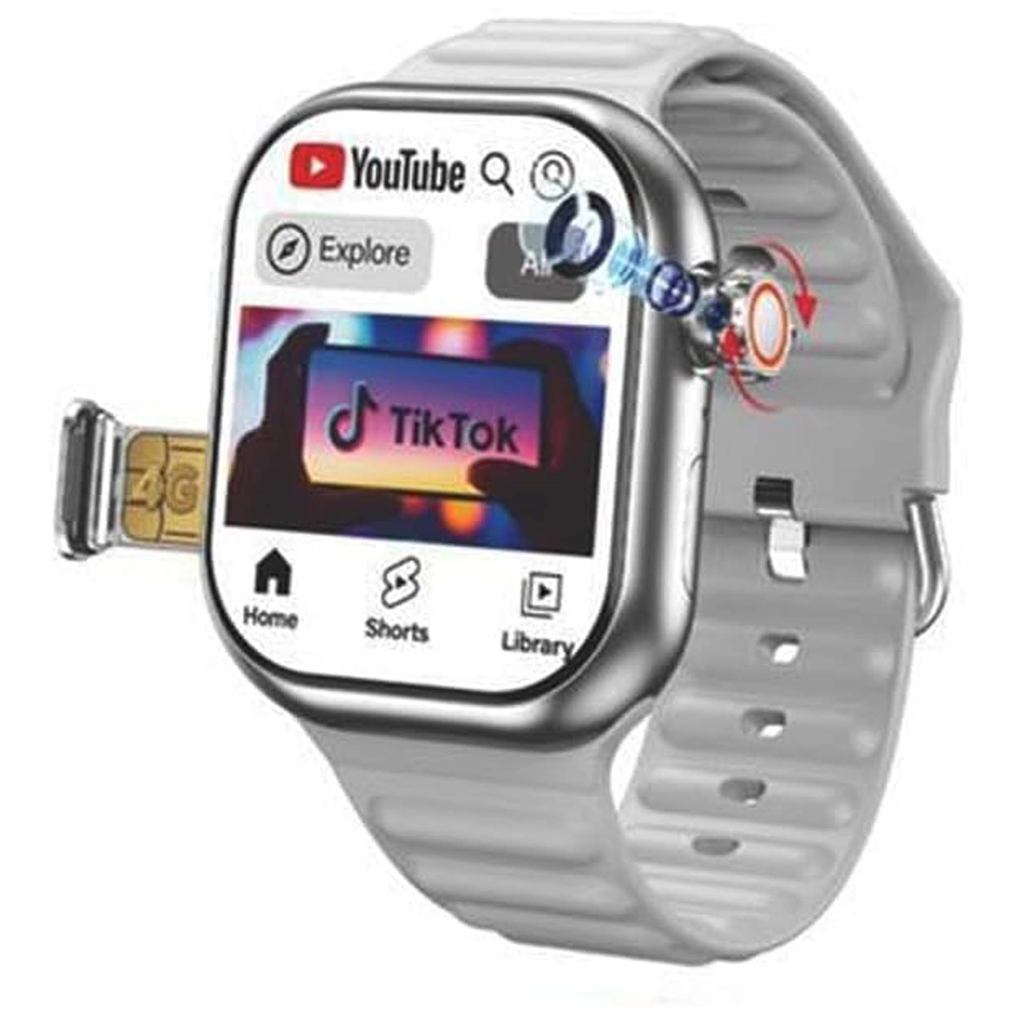 ST12 Smart Watch with 2.2" Full Touchscreen, 4G SIM Support, 3 Stylish Straps & Wireless Charger – Multi-Color for Men & Women