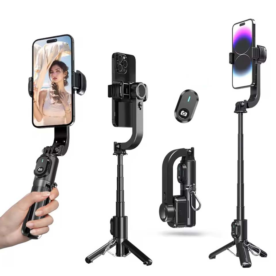 Q-30 Mini Gimbal Stabilizer | 3-Axis AI Handheld Stabilizer with Selfie Stick & Tripod | ABS & Aluminum Smartphone Stabilizer for Smooth Video & Vlogging