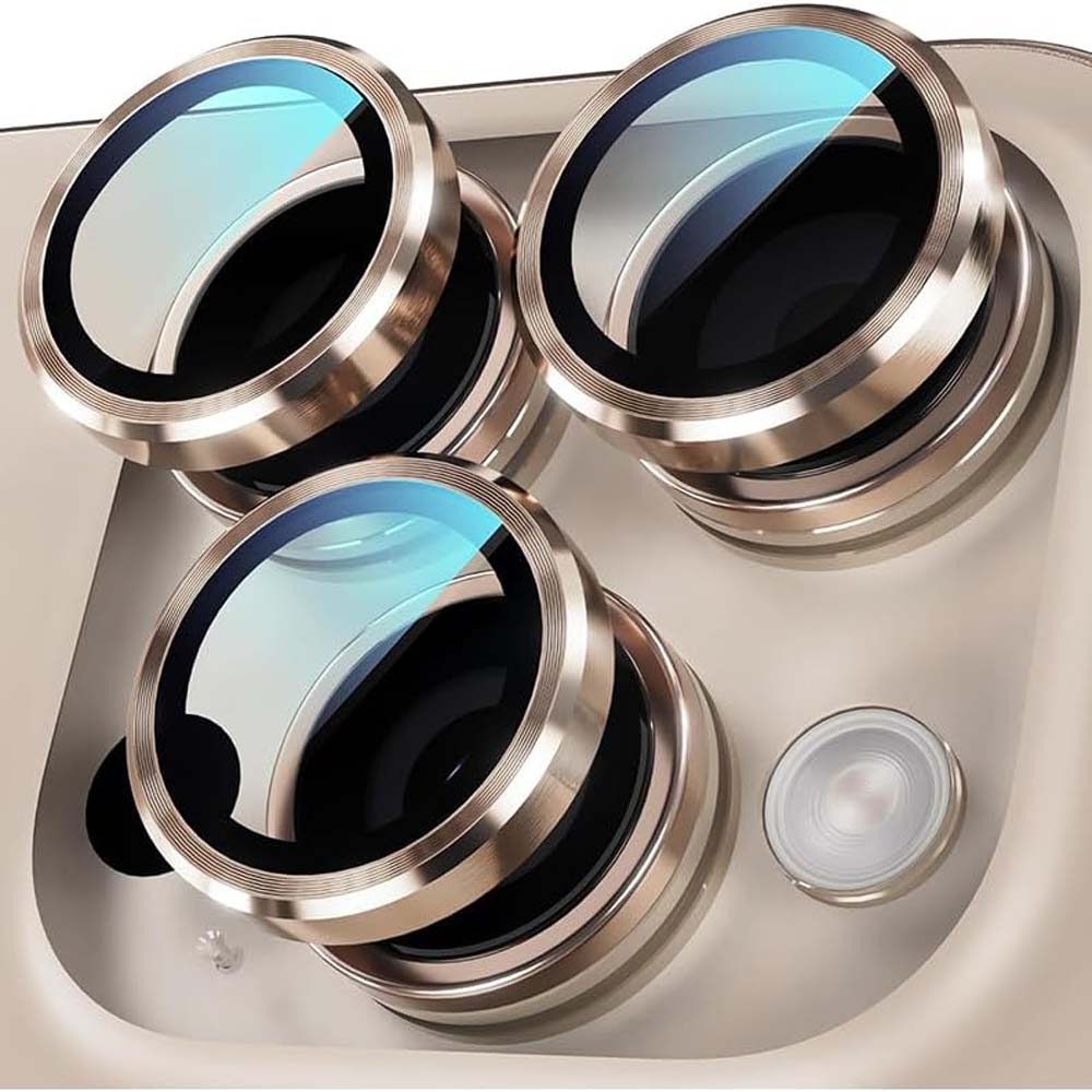 iPhone 14 Pro Max / 15 Pro Camera Lens Protector 3-Pack | 9H Tempered Glass with Alloy Ring | Anti-Scratch HD Clear Cover – Silver Titanium Finish