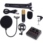Complete Professional USB Microphone Bundle – Studio-Quality Condenser Mic with Sound Card, Adjustable Arm Stand for Clear, Crisp Audio in Streaming, Recording, or Podcasting