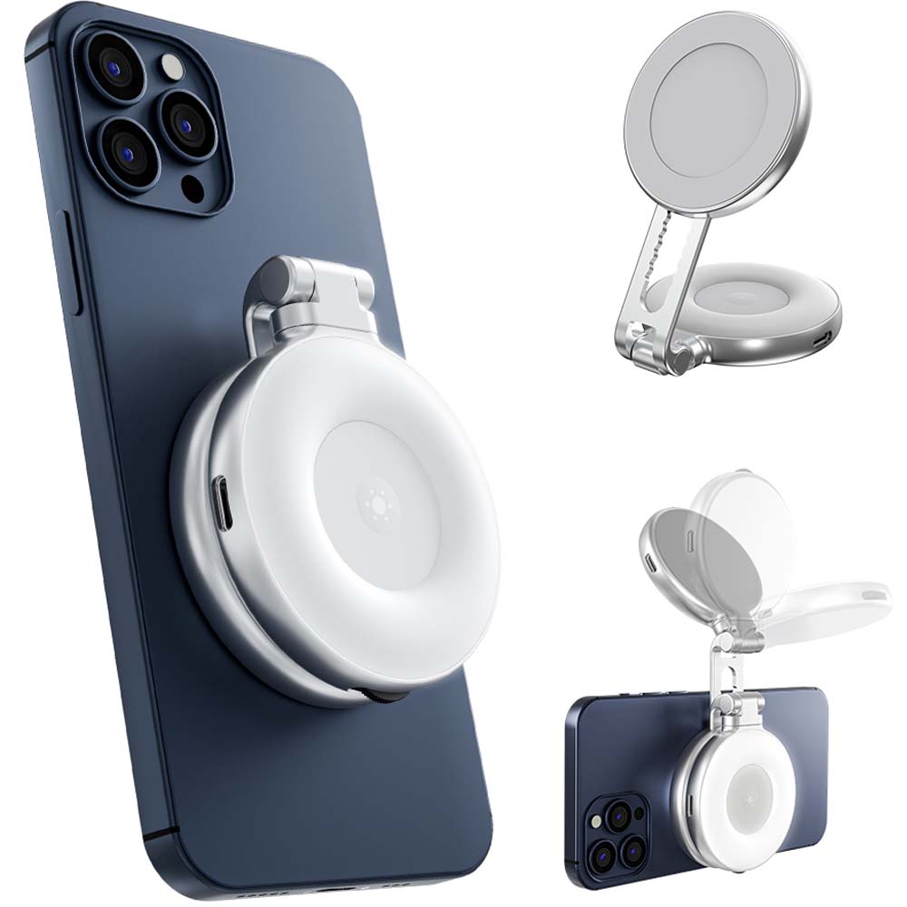 C03 Magnetic Selfie Light | CRI97 LED Ring Light with 360° Rotation & Built-In Mirror | Perfect for Selfies, TikTok, Videos, Makeup & Zoom Calls