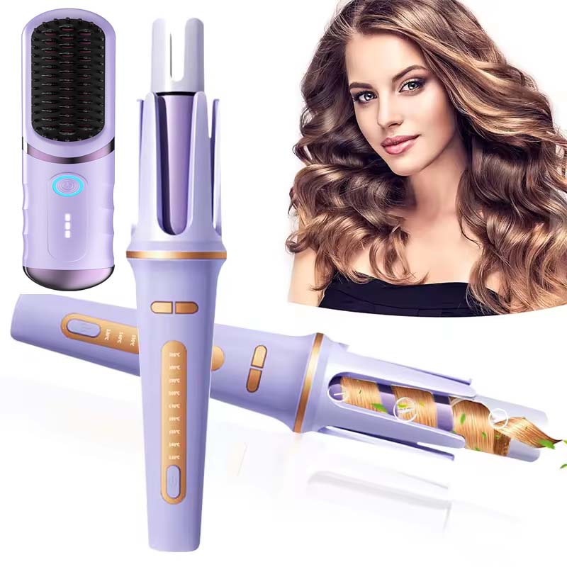 2-in-1 Electric Hair Styler – Rotating Curling Iron & Straightener Brush with Negative Ion Technology for Smooth, Shiny Hair (Multicolor Styling Tool)