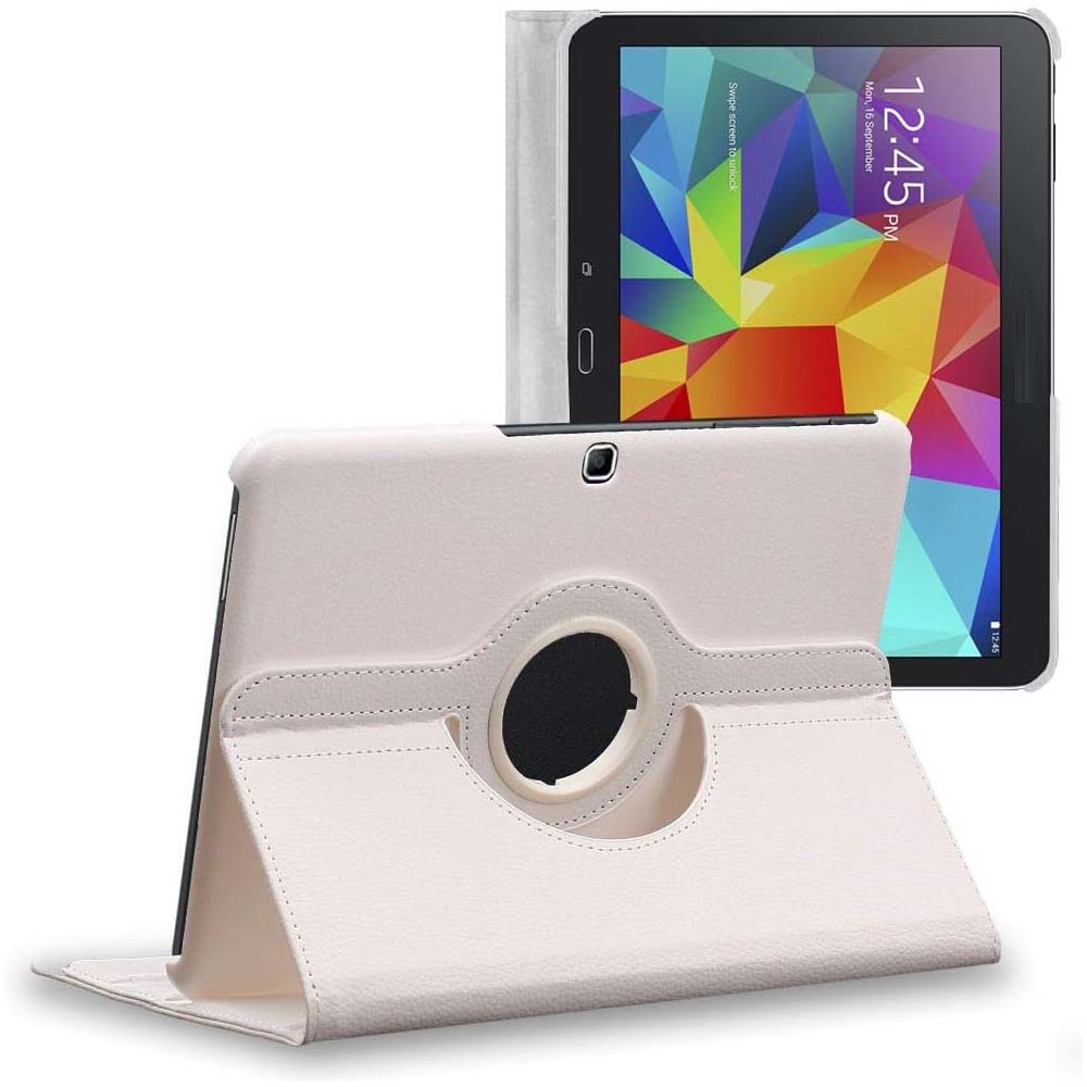 360° Rotating PU Leather Stand Cover for Galaxy Tab 4 10.1 – SM-T530/T531/T533/T535, Smart Case with Auto Wake/Sleep & Multiple Viewing Angles
