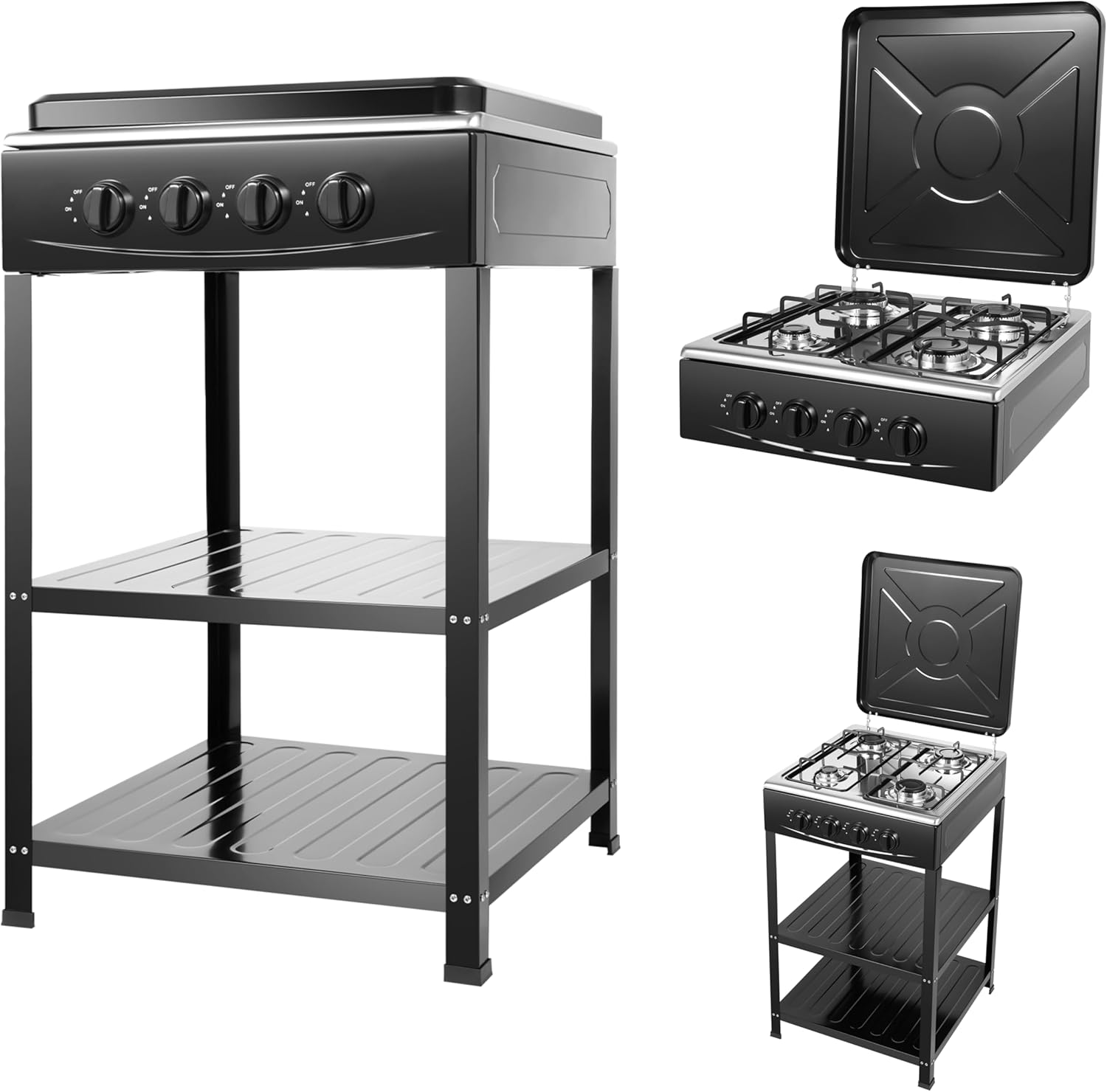 4-Burner Outdoor Gas Stove with Detachable Legs – Portable Propane Cooking Station for Camping, RVs, Backyard BBQs, Tailgating & Patio Events