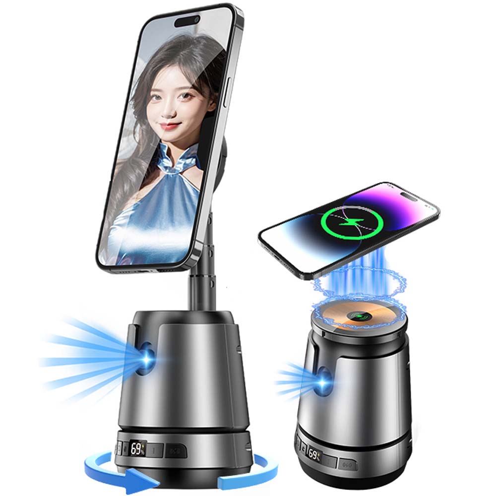 Q05 Smart Magnetic Charging Gimbal | 360° Rotation Smartphone Stabilizer with AI Face Tracking, Magnetic Mount & Wireless Charging for Smooth Video & Vlogging