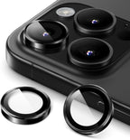 iPhone 16/17 Pro Max Camera Lens Protector 3-Pack | 9H Tempered Glass with Aluminum Alloy Ring | Anti-Scratch HD Clear Cover – Black Finish