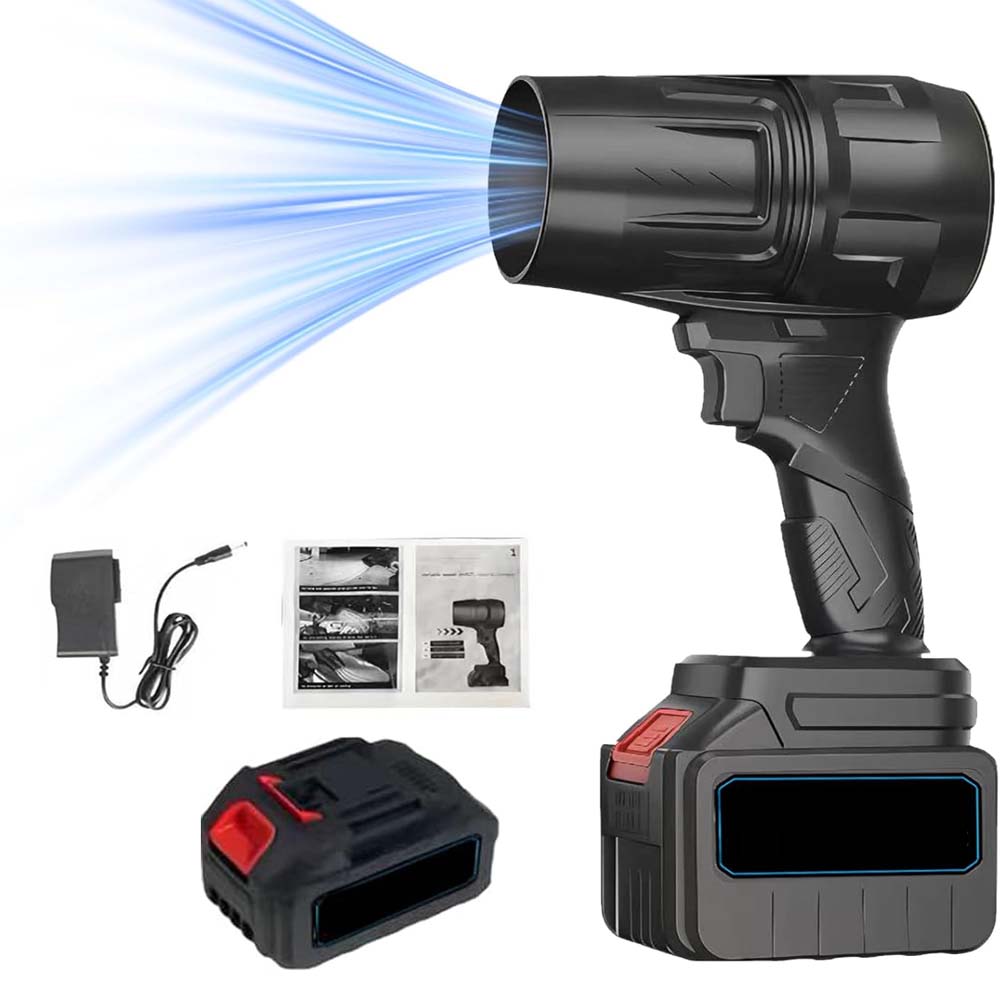 Rechargeable Handheld Blower Dryer - 1 Battery, Turbo Jet Air Duster for Home, Car, Leaves & Snow Cleaning