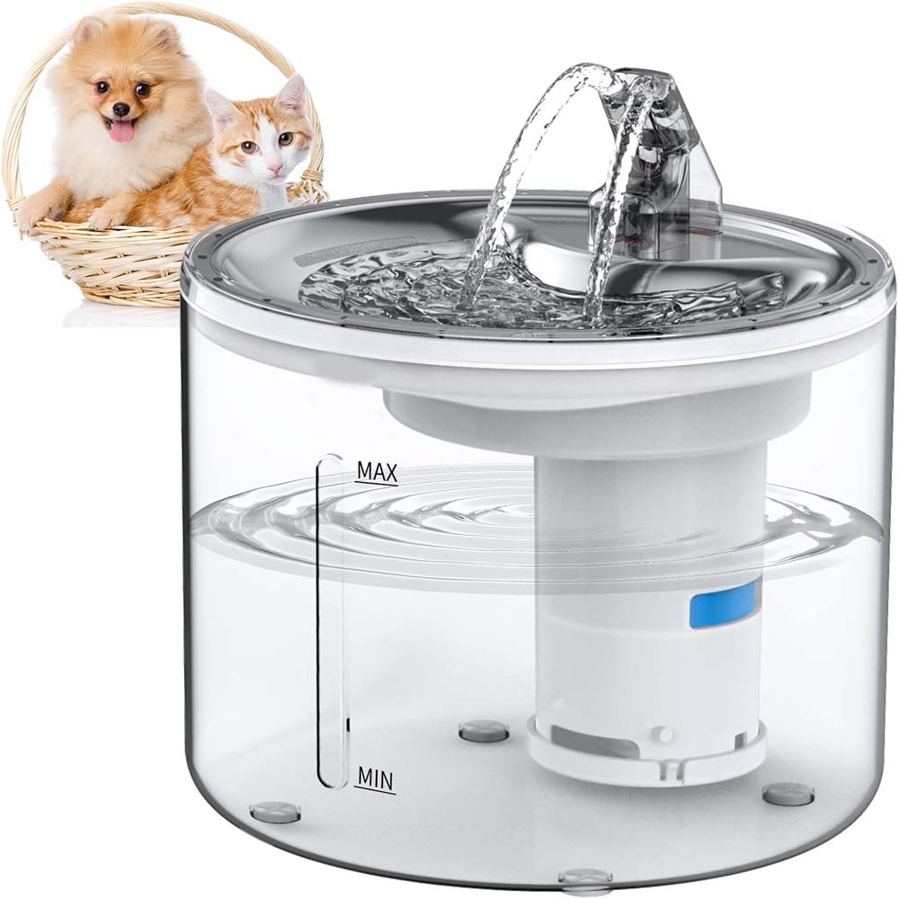 Pet Water Fountain – Automatic Water Dispenser for Cats & Dogs with Multi-Layer Filters, Ultra-Quiet Pump, Transparent Design for Easy Monitoring & Cleaning