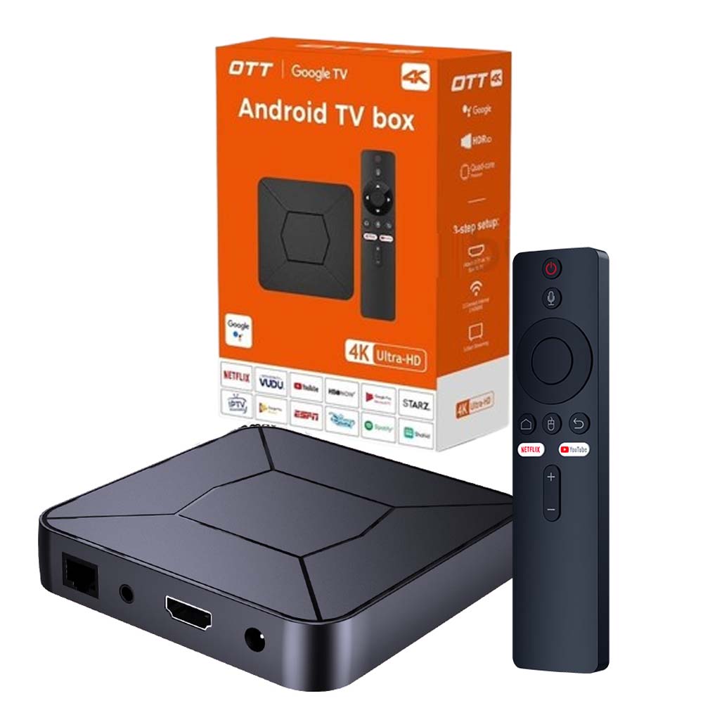 OTT 4K Android TV Box – Google TV Edition with Voice Remote, Chromecast Built-in, Dolby Audio, and Ultra HD 4K HDR Streaming Support