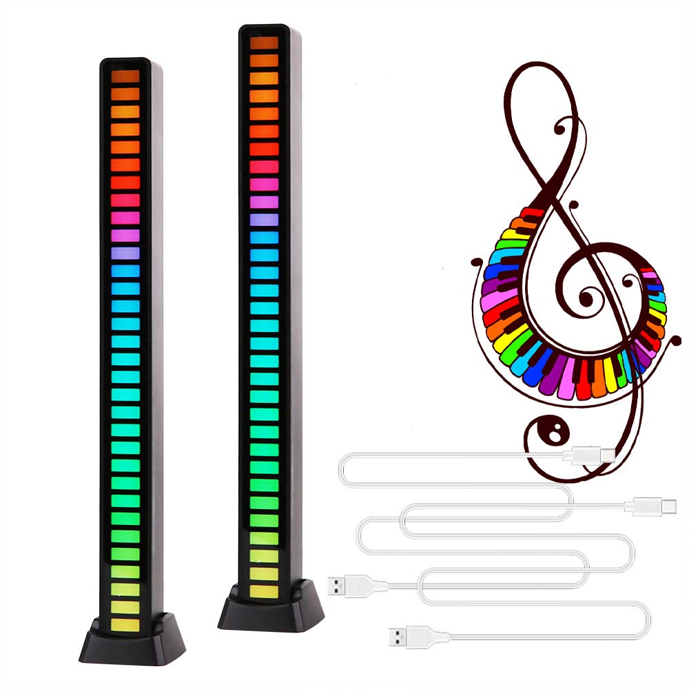 32-Bit RGB Music Rhythm Light | Sound-Activated LED Bar with Tripod Stand, Voice Control & 3D Effects for Parties, Gaming, Cars & Home Decoration