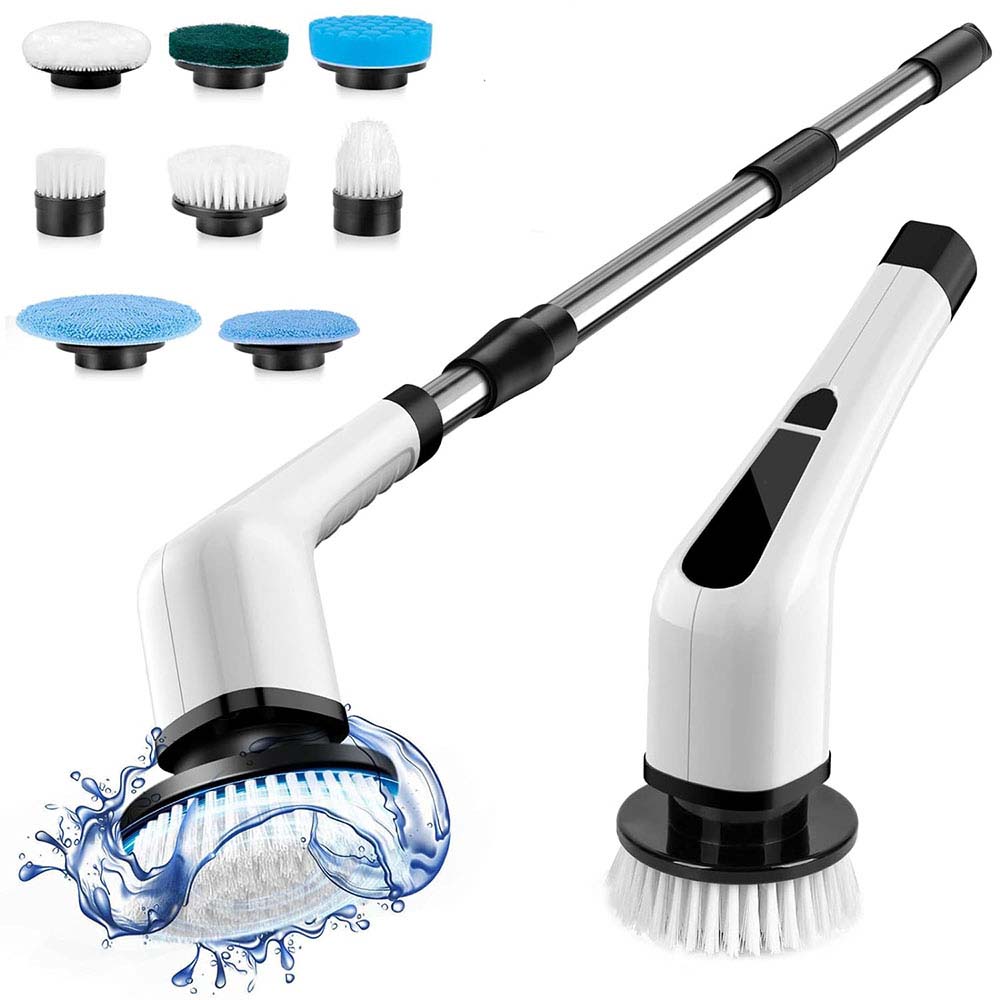 Cordless Electric Spin Scrubber | Bathroom Cleaning Brush with 7 Replaceable Heads | Powerful Shower, Tub & Tile Cleaner | Lightweight, Baby-Safe Plastic Material