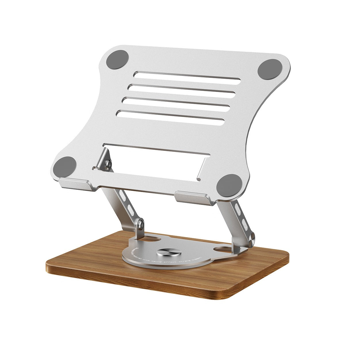 Aluminum & Wood Portable Laptop Stand – 360° Rotating Base, Adjustable Height, Ergonomic Design for Home and Office Use, Stylish and Functional Workspace Accessory