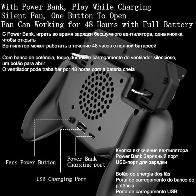 L1 R1 Gaming Controller Joystick | PUBG Mobile Gamepad for Android & iPhone | Built-In 2500mAh Battery
